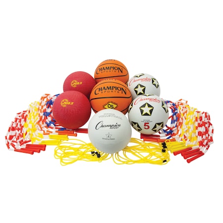 Champion Sports Physical Education Kit with Seven Balls, 14 Jump Ropes, Assorted UPGSET2